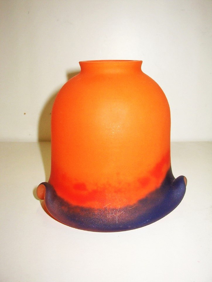 Tulipe pâte de verre Berger orange bleu