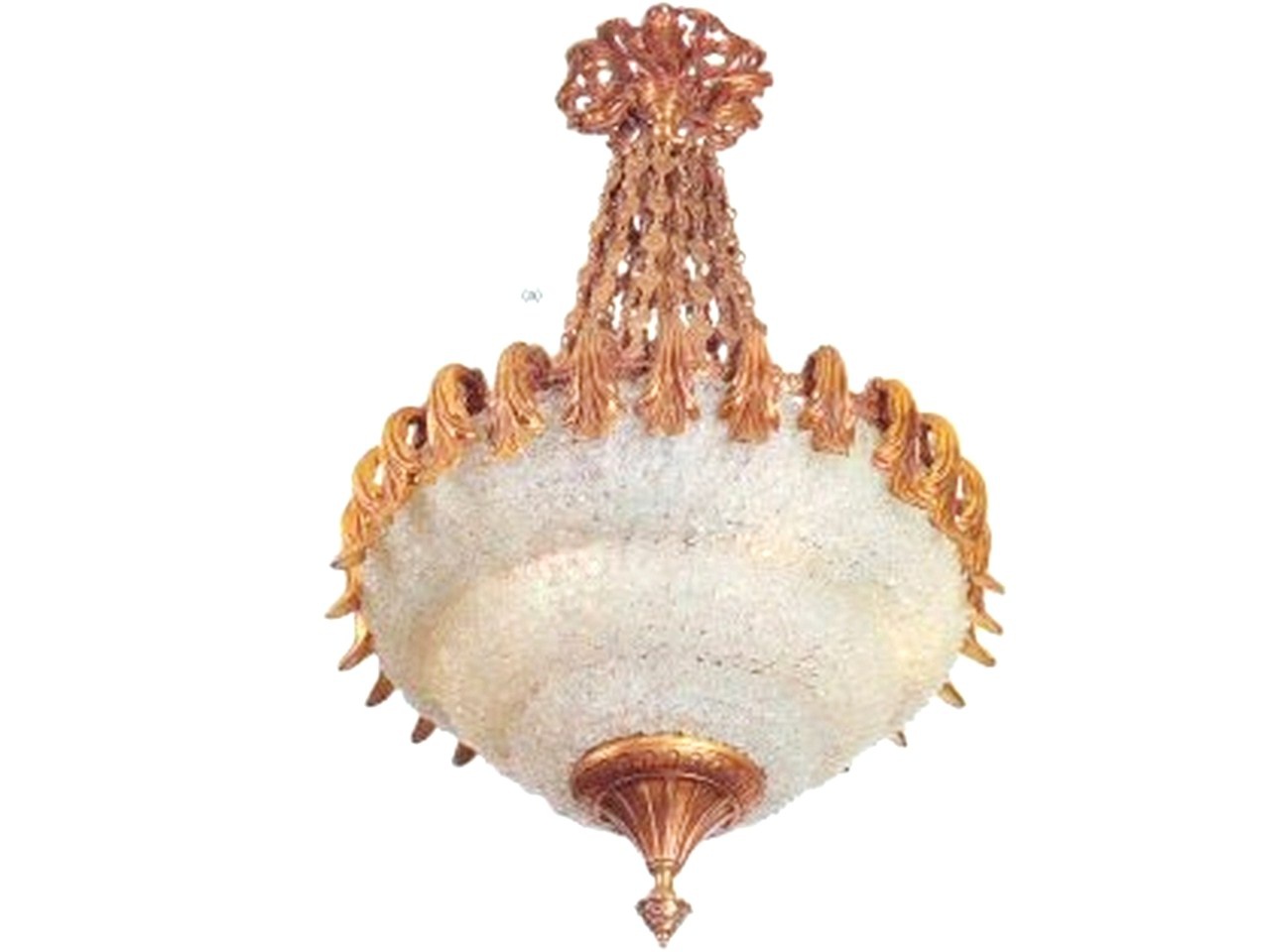 Lustre cristaux de verre, plafonnier cristaux de verre, suspension cristaux de verre, modèle Monaco blanc. Hauteur 90 cm. Bronze et fleurs de verre