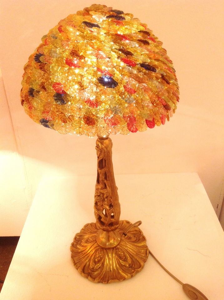 Lampe brasserie, lampe bronze, modèle Athéna cone coloré, lampe TIEF, lampe restaurant