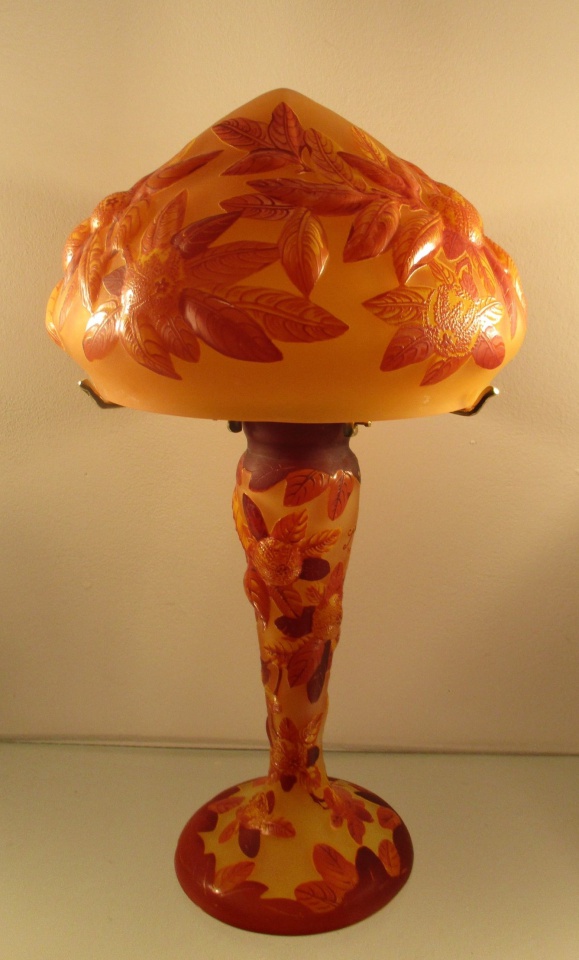 Lampe Art Nouveau, lampe Gallé style, inspiration lampe école de Nancy, modèle décor mandarine
