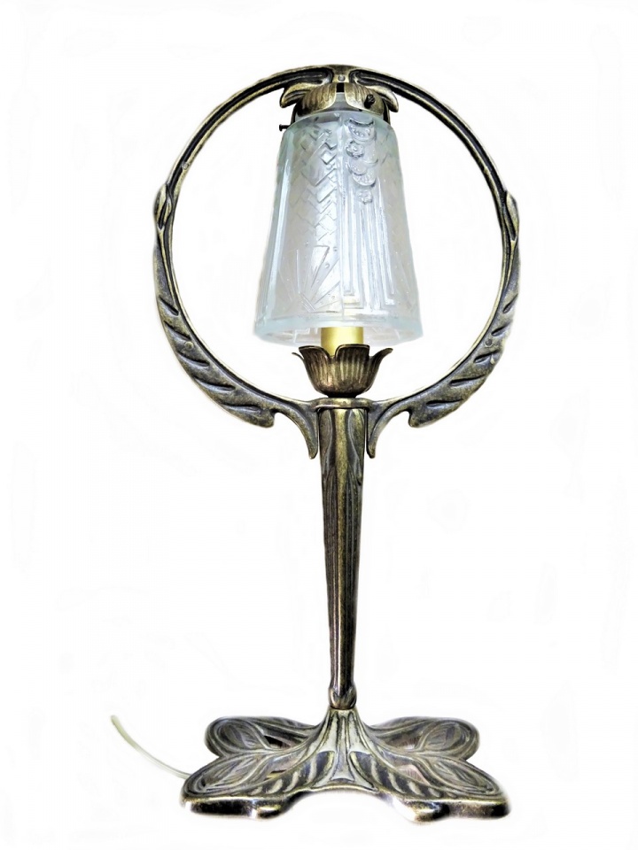 Lampe Art Déco, lampe pour brasserie et restaurant ou hôtel, BK papillon art déco tulipe en verre pressé