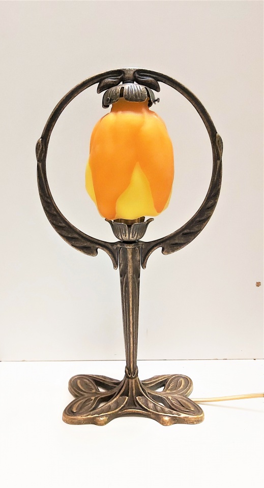 Lampe en pâte de verre, Papillon tulipe Magnolia, hauteur 45 cm, jaune