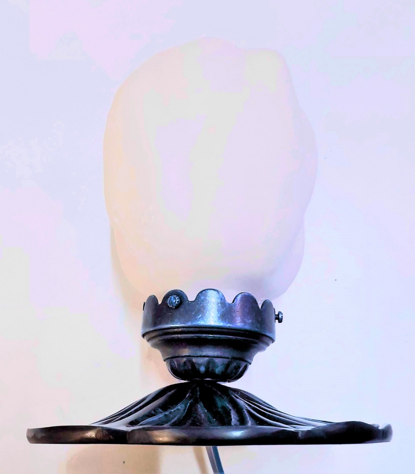 Lampe en pâte de verre, Lotus Magnolia PM, lampe pâte de verre blanc, hauteur 20 cm, 