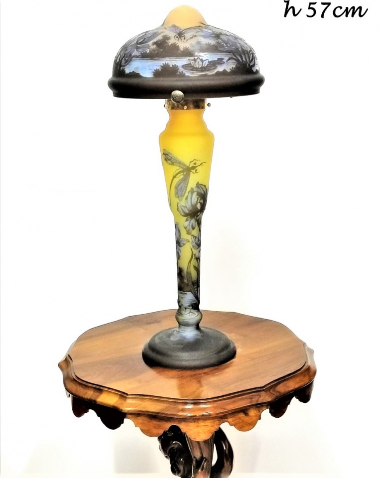 Lampe Art Nouveau Nancy style, lampe Gallé style en pâte de verre, modèle N° 1