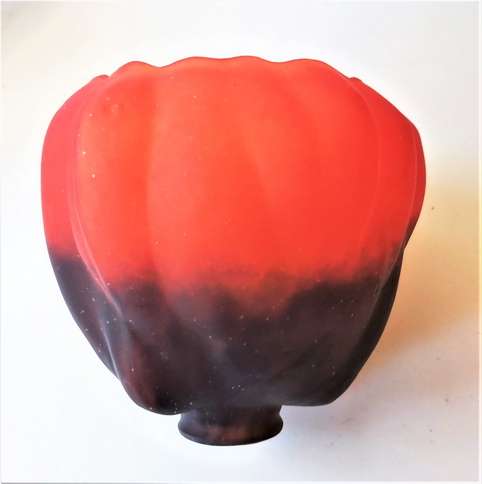 Abat jour Art Nouveau, abat jour pâte de verre, modèle Tulipe Magnolia GM rouge