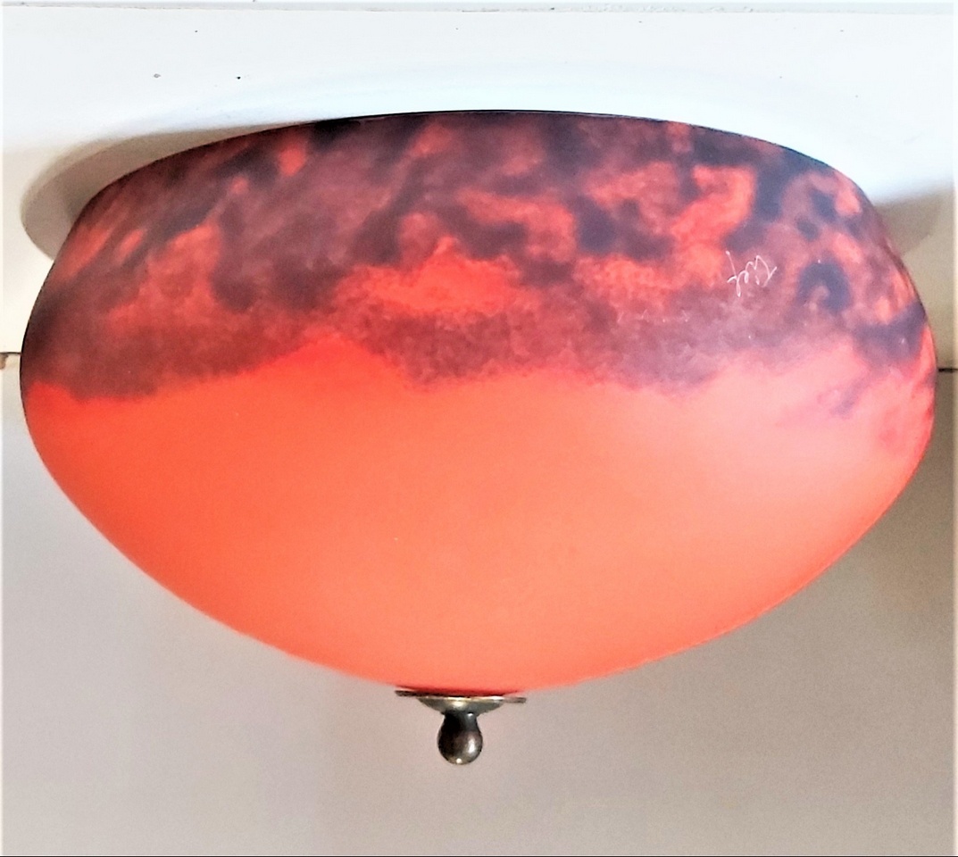 Lustre pâte de verre, plafonnier pâte de verre, suspension pâte de verre, modèle 35 rouge